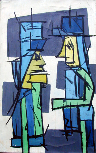 Springer schlägt Bauer 50 x 70 cm 1987 | Reinhard Stammer | reinhard-stammer.com