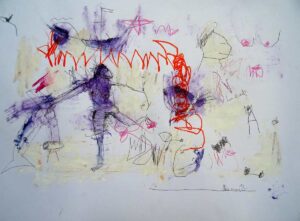 Dancing bird woman 50 x 70 cm on paper 2019 | Reinhard Stammer | reinhard-stammer.com