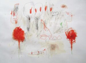 Red series III with a biblical theme (on paper) 70 x 100 cm | Reinhard Stammer | reinhard-stammer.com