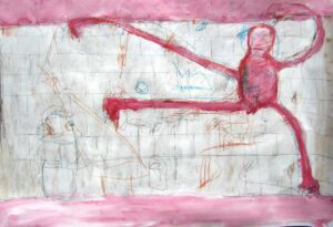 Nude dancer in front of the wall 70 x 100 cm on paper 2018 | Reinhard Stammer | reinhard-stammer.com