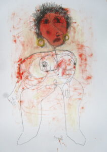 The girl with the golden earrings 70 x 50 cm on paper 2018 (sold) | Reinhard Stammer | reinhard-stammer.com