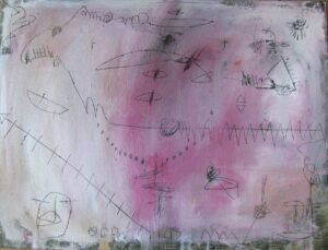Scratches on pink 90 x 120 cm 2018 | Reinhard Stammer | reinhard-stammer.com